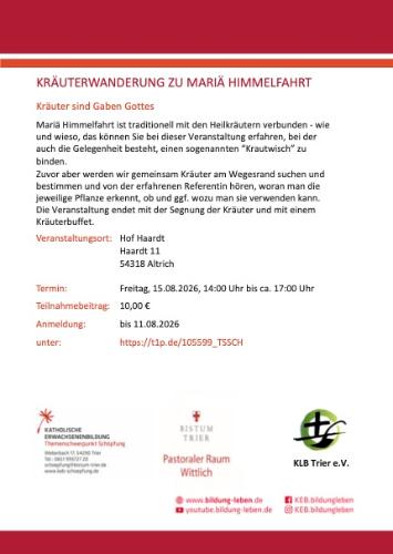 Kräuterwanderung 18. August 2026 Altrich