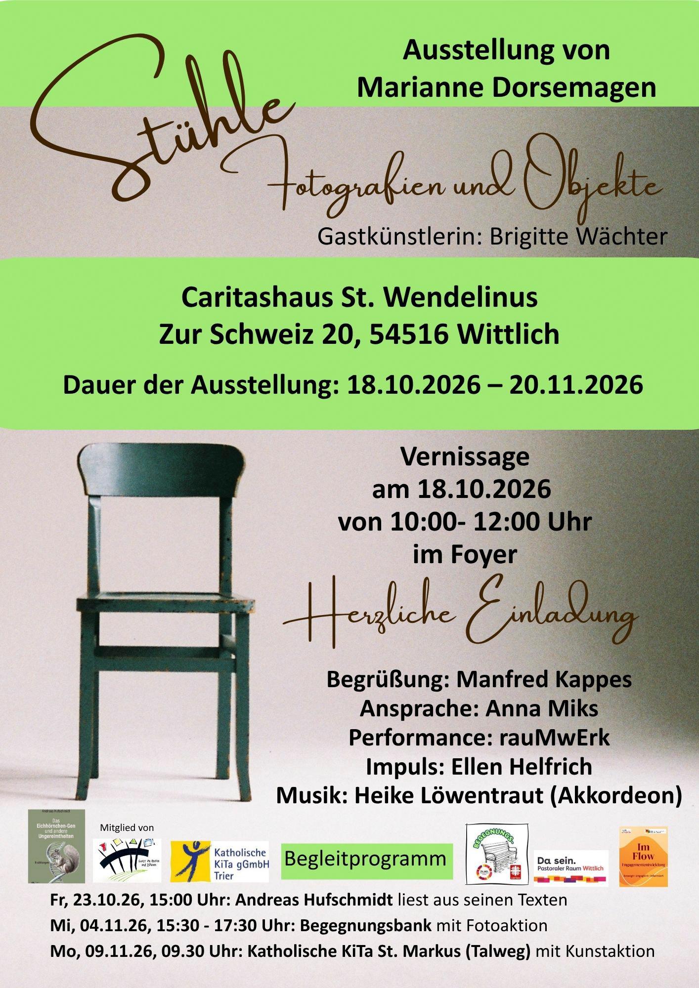Flyer Stühle Ausstellung von Marianne Dorsemagen