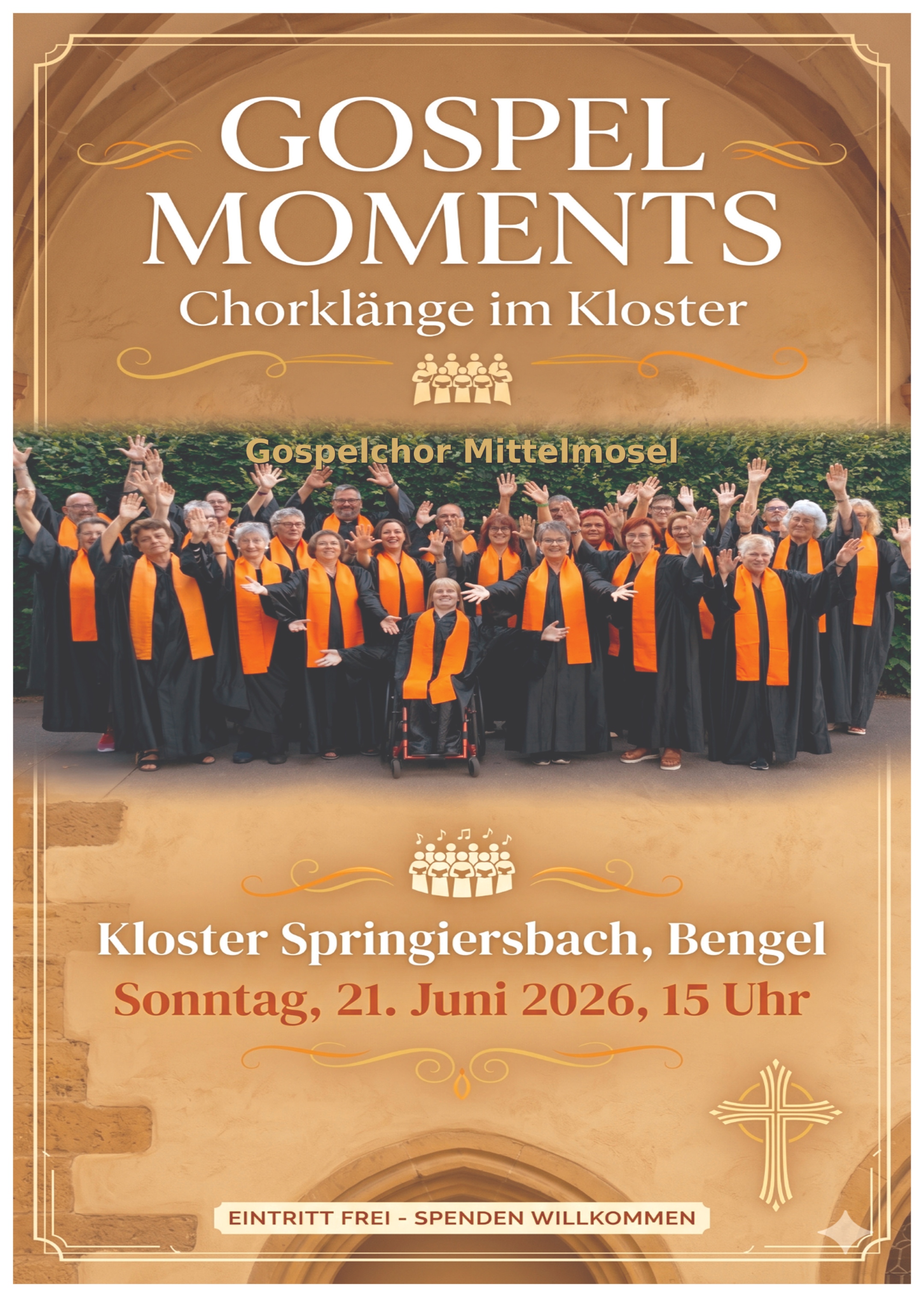 Gospelchor Mittelmosel am 21.6.2026 im Kloster Springiersbach