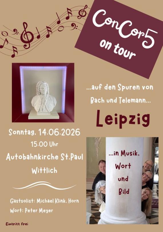 Plakat ConCor5 Konzert am 14.6., 15h, in der Autobahn- und Radewegekirche Wittlich