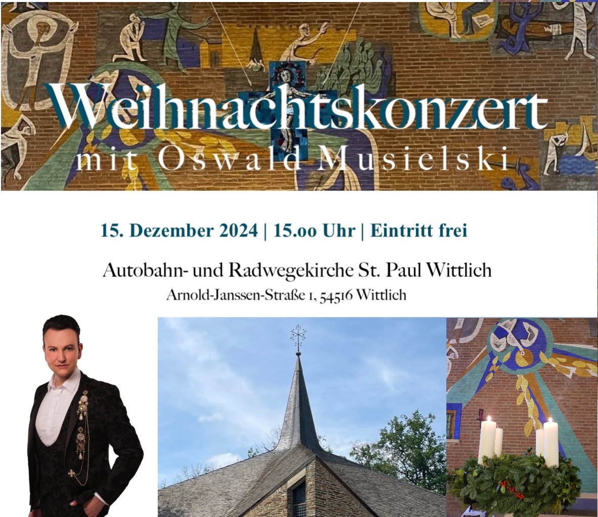 Plakat zu Weihnachtskonzert mit Countertenor Oswald Musielski