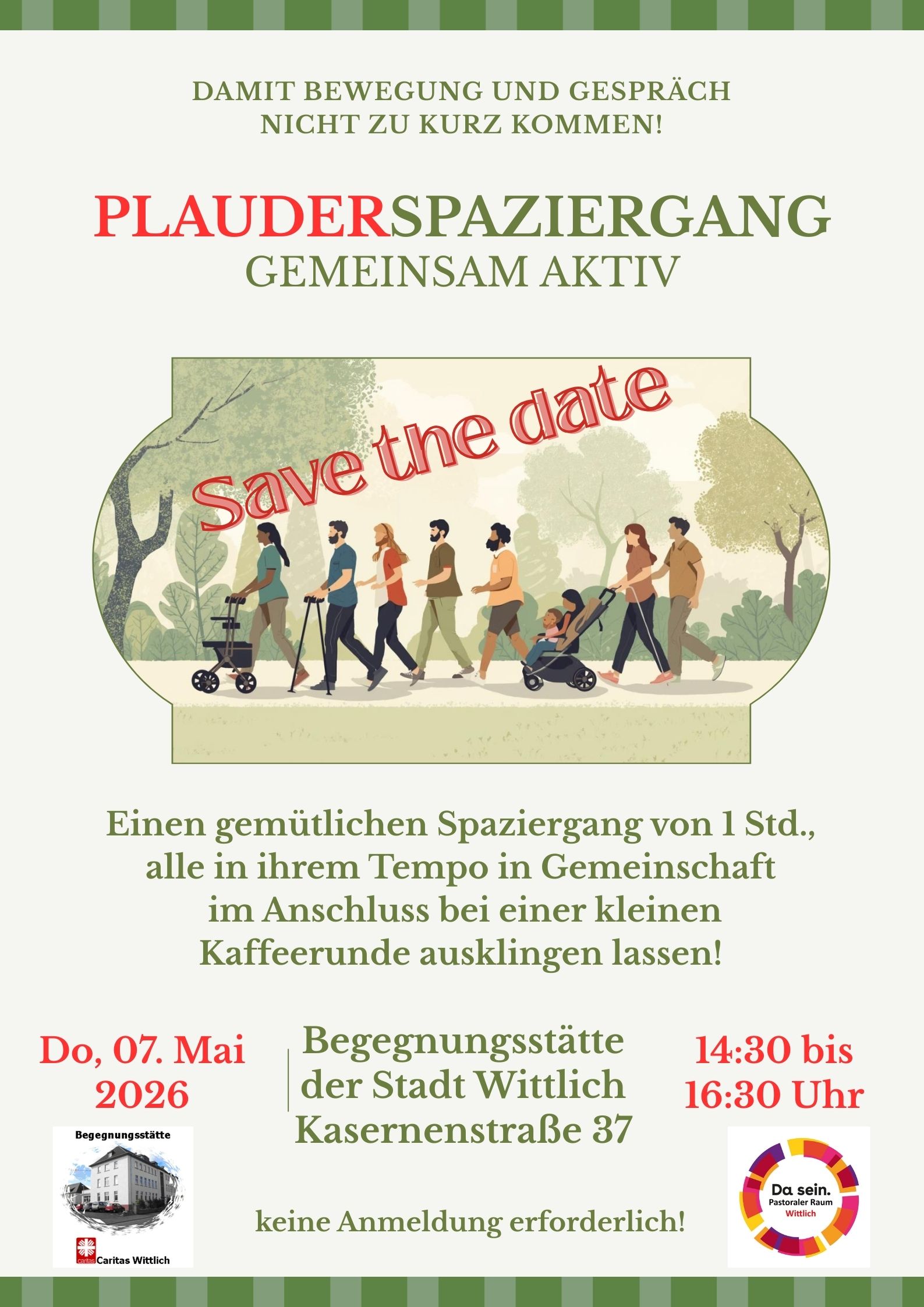 Save the date - Plauderspaziergang am 7. Mai 2026