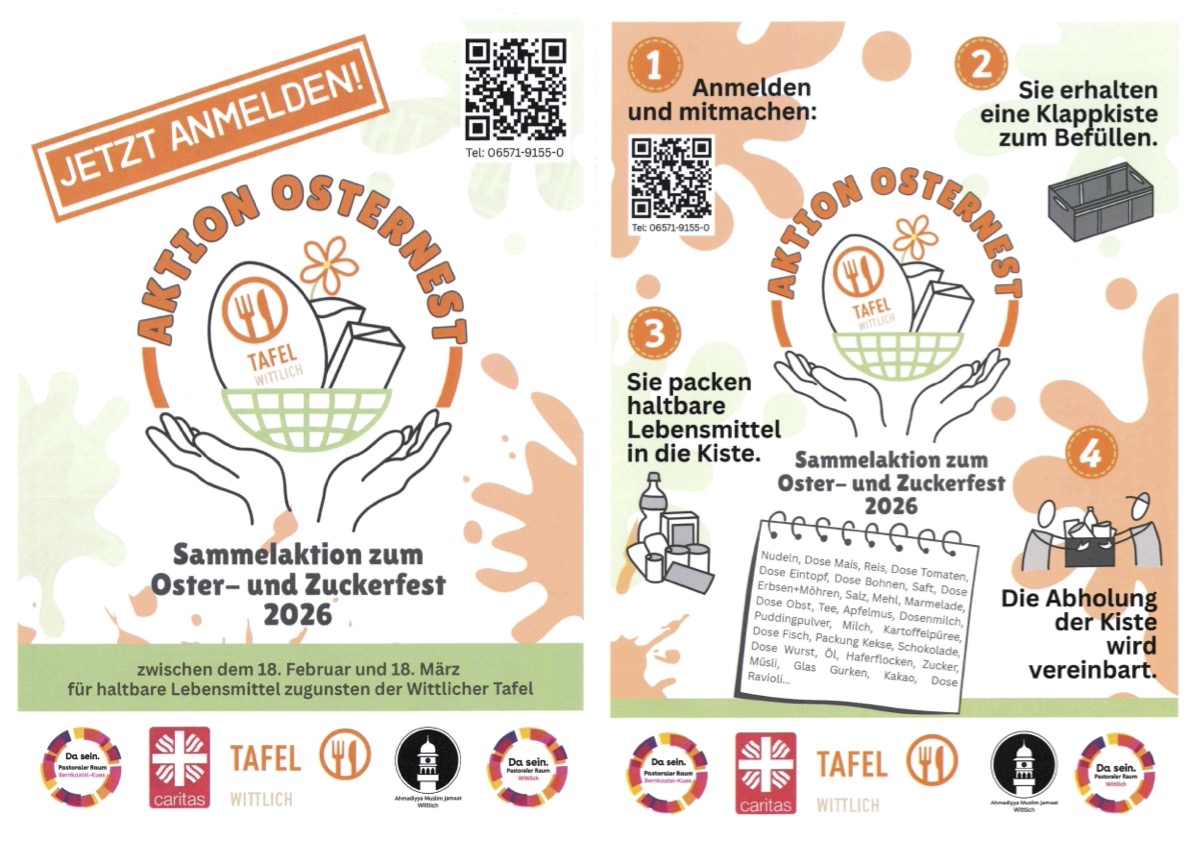 Plakat Sammelaktion zum Oster- und Zuckerfest 2026 - für die Wittlicher Tafel
