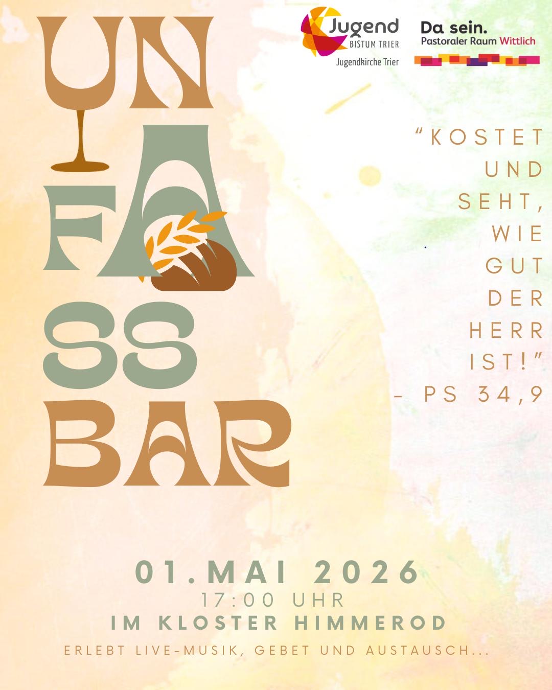 Un.fass.Bar – Gottesdienst am anders.Ort am 1. Mai 2026 im Kloster Himmerod